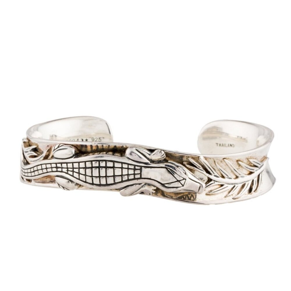 KIESELSTEIN-CORD DIAMOND EYES STERLING SILVER 925 ALLIGATOR CUFF BRACELET